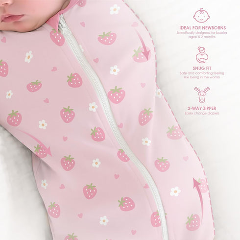 0-2 Pack 3) Baby Swaddle Months, Cotton Arm-In Zipper Sleep Sack, Wearable Blankets Wrap for Newborn Infant Girls (Bow