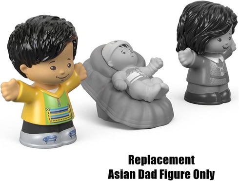 Fisher-Price Little People Big Helpers Family - FTL15 Replacement Part with Asian Dad Figure, Black Hair