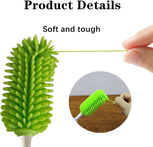 3 PCS Baby Bottle Cleaning Brush, Durable Silicone Bottle Brush for Washing Baby Bottles, Vases, and Glassware