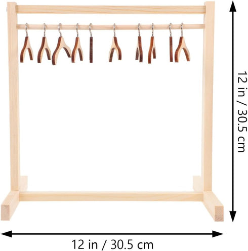 Zerodeko Doll Garment Rack with 10 Pcs Wooden Doll Clothes Hangers, Doll Closet Accessories for Dollhouse