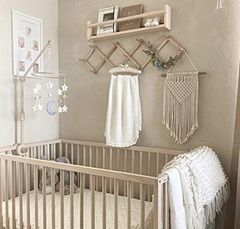 (31 inch, 100% Baby Crib Mobile Arm Wooden Holder - Baby Mobile Hanger for Crib Natural Beechwood) Strong Anti Slip
