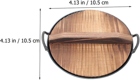 Zerodeko 1 Set 1:12 Miniature Cooking Pot, Mini Wok with Wooden Cover for Dollhouse Cookware