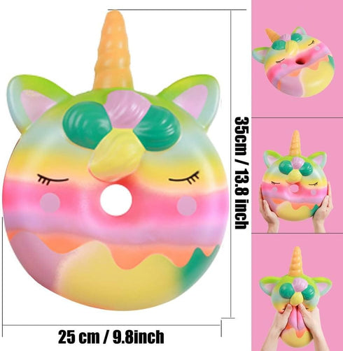 Anboor 13 Inches Squishies Jumbo Unicorn Donut Kawaii Soft Slow Rising Scented Giant Doughnut Stress Relief Toy