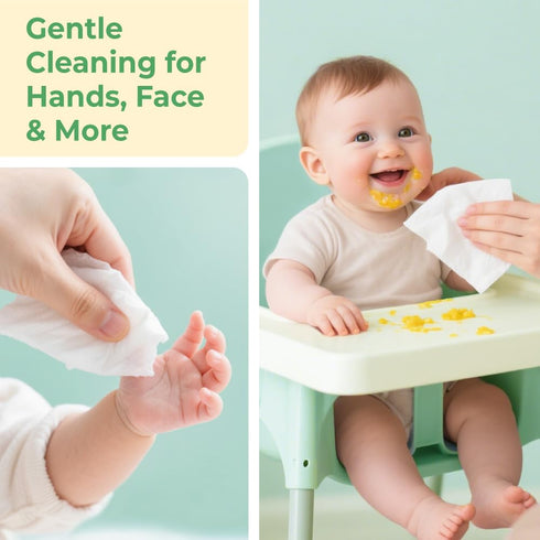 120 (12 Packs 10) PURDOUX TM Hand and Face Wipes for Babies and Children Wipes