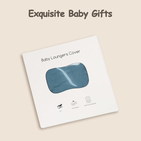 Muslin Baby Lounger Cover Soft Organic Cotton Slipcover for Baby Boys and Girls (Blue)