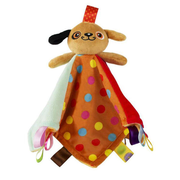 Inchant Taggie Taggy Baby Security Blanket with Tags, Toddler Comforter Blanket, Plush Toy Brown Dog