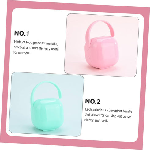 Set 2 Yardwe Portable Pacifier Box for Infants Pcs Lidded Soother Case Dustproof Design Convenient Travel Storage