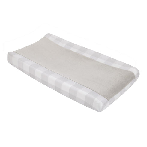 Cozy Gray & White Buffalo Check Changing Pad Cover - NoJo
