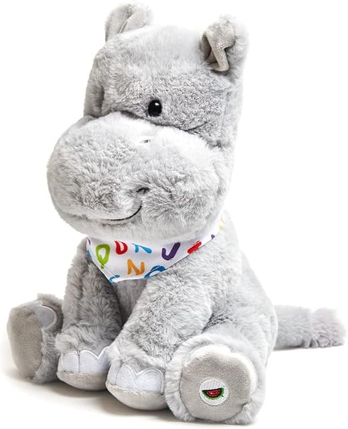 Cuddle Barn Alphabet Hudson - Animated Singing Hippo Plush Toy, Wiggles Ears to ABC Song, 11 inches