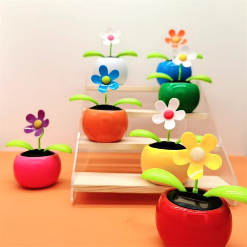 Cute Solar Dancing Flower Car Dashboard Decorations - Funny Solar Powered Flower Pot Ornaments for Car Decor Gifts