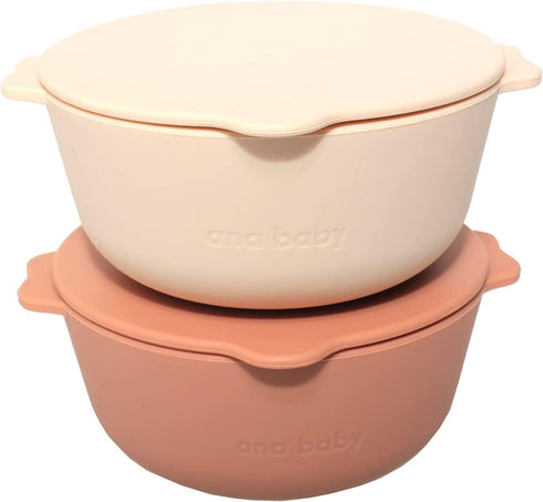 2 Pack Silicone Bowls with Lids: BPA Free, Safe for Dishwasher, Microwave, and Freezer for Babies