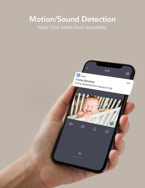 nooie 2K Baby Monitor, Baby Camera Monitor with Phone App, WiFi Indoor Camera for Home Security, AI Motion Tracking