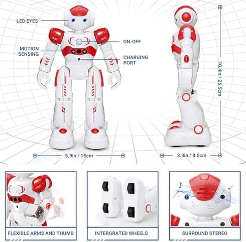 Programmable 3 4 5 6 7 8 KingsDragon RC Robot Toys for Kids, Gesture & Sensing Remote Control Smart Robot for Age Year