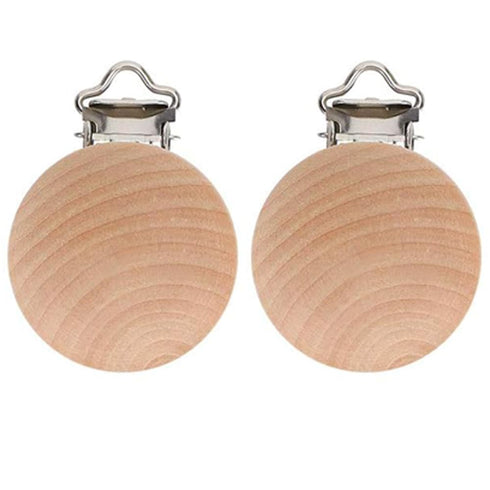 10PCS Natural Beech Wood Pacifier Suspender Clips, for Teething Grasping Toy, Charm