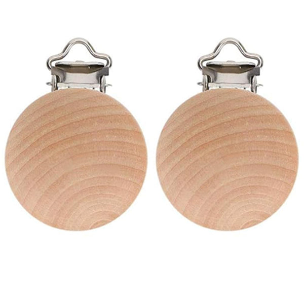 10PCS Natural Beech Wood Pacifier Suspender Clips, for Teething Grasping Toy, Charm
