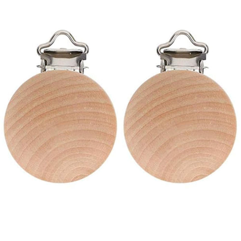 100PCS Natural Beech Wood Pacifier Suspender Clips, for Teething Grasping Toy, Charm
