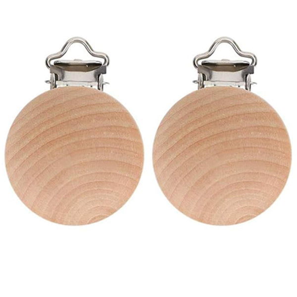 100PCS Natural Beech Wood Pacifier Suspender Clips, for Teething Grasping Toy, Charm