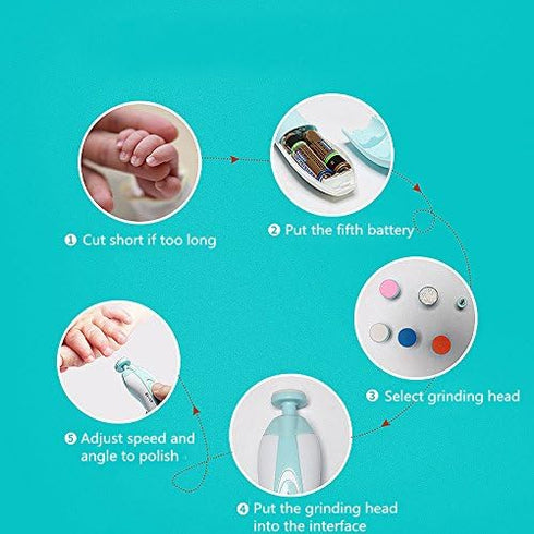 Genuiskids Trimmer Sets Multifunctional Infant Boys Girls Electric Nail Grinder Nail Clipper Kids Nail Care Manicure