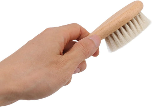 Set Walfront Wooden Baby Hair Brush and Comb Soft Goat Bristle Brush Double Edged Comb for Baby Shower Newborn Hair