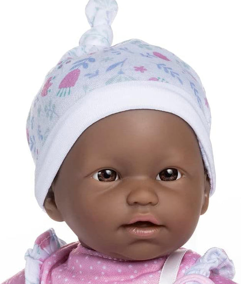 JC Toys La Baby African American 11-inch Soft Body Baby Doll, Washable with Removable Pink Floral Outfit
