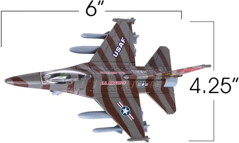 ArtCreativity F-16 Fighter Jet Toy Set, 2 Pack F16 Fighting Falcon Diecast Metal Airplanes for Kids