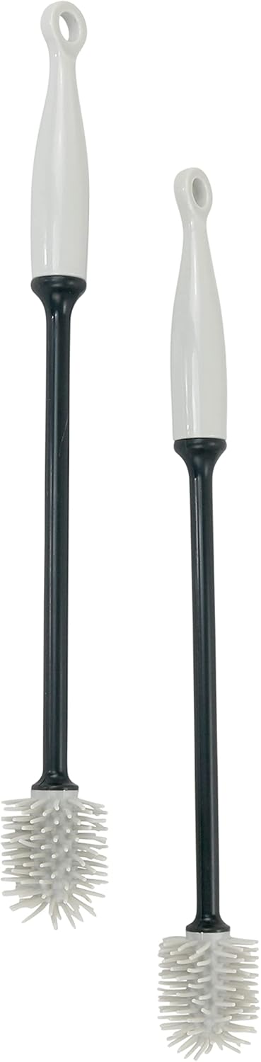 Iconikal 2-Pack Silicone Bottle Brush, 12-Inch Gray Clean Water Bottles, Shakers, Mixers