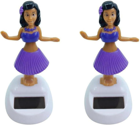 2Pcs Purple Solar Powered Dancing Hula Girl, Dashboard Decorations for Auto Interior Home Decor