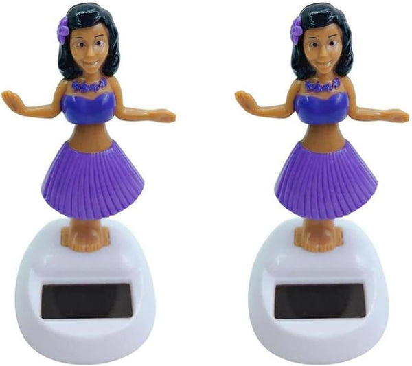2Pcs Purple Solar Powered Dancing Hula Girl, Dashboard Decorations for Auto Interior Home Decor