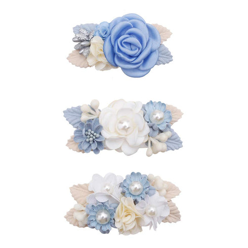 Flower Hair Clips Set, Cherrboll 3pcs Floral Hair Bow Accessories for Baby Girl Toddler Gifts