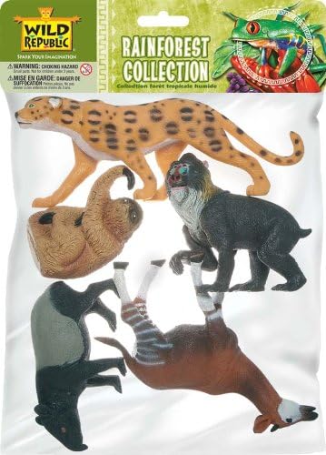 Wild Republic Polybag Rainforest Animals, Five Species Interactive Play Gift for Kids