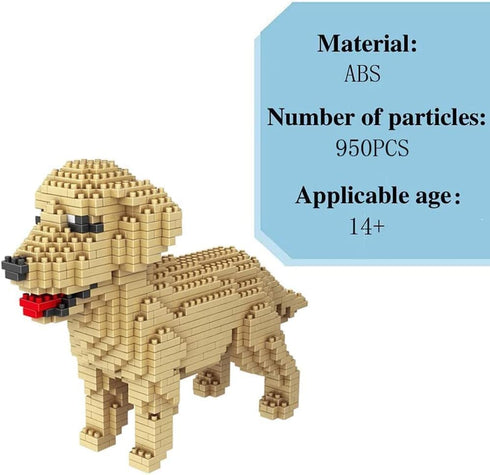 Building Block Animal Bricks, Golden Retriever Tiny Mini Block Dog Set, DIY 3D Toy for Kids or Adults, 950 Pieces