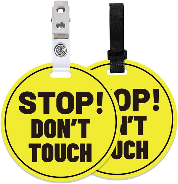 PLIGREAT 2 Pack Yellow Stop Don't Touch Baby Car Seat Sign for