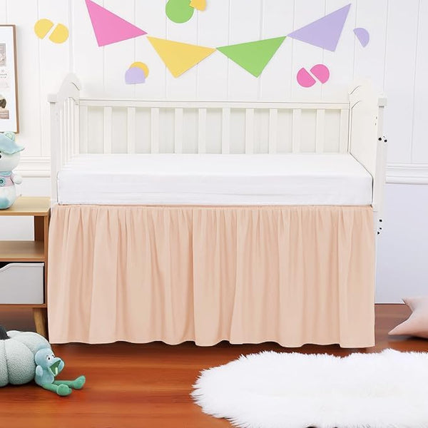 Crib Ruffle Bed Skirt Microfiber Nursery Bedding Skirt for Baby Girls (28