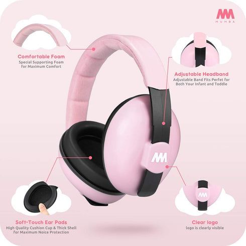 Mumba Baby Earmuffs Noise Cancelling Headphones for Babies and Toddlers - Ages 3-24+ Months