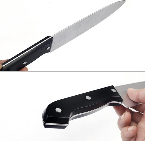 2PC UQJE Fake Knife with Blood Halloween Butcher Silver Kitchen Knife Toy Horror Cosplay Prop