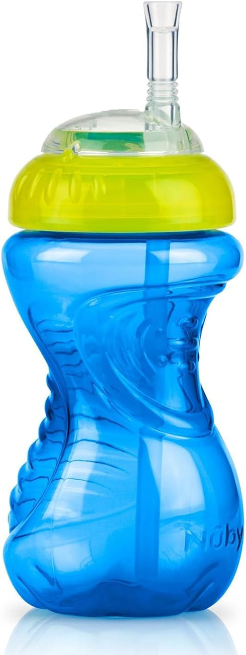 Nuby No-Spill Soft Straw Easy Grip Sippy Cup for Girls - 10 Oz, 3-Pack, 12+ Months