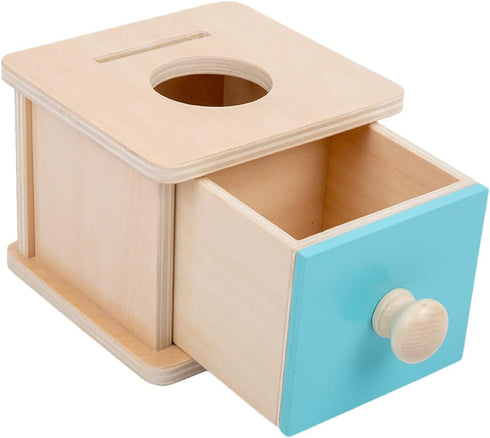 Adena Montessori Baby Toys Coin Box with Ball, Blue Door Great Gift for 6-12 Months 1-2 Years Old Toddlers
