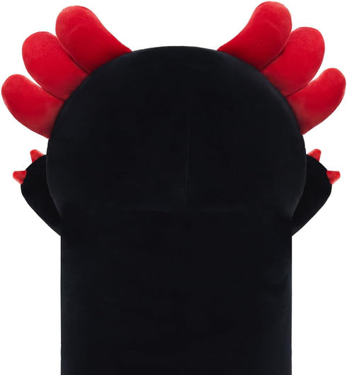 Long Axolotl Stuffed Animal, Soft Plush Body Pillow, Cute Gifts for Kids, Girlfriend (Black & Red, 110cm)