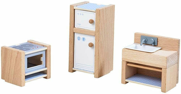 HABA Little Friends Kitchen Room Set - Wooden Dollhouse Furniture for 4"