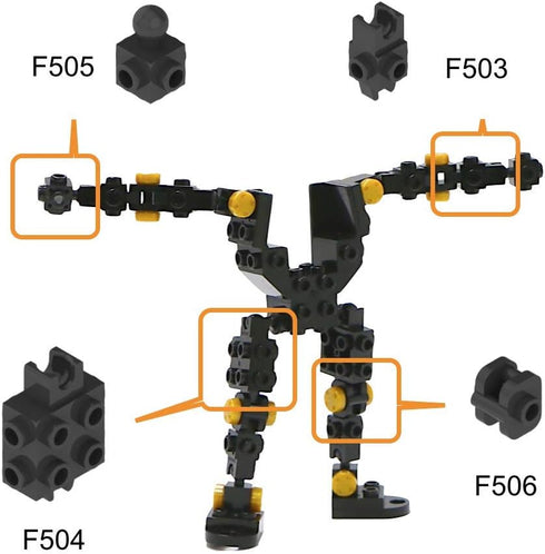 MyBuild Bricks Creative Building Bricks F504 - Build Mech Section, Toy Building Block Spare Parts Socket and Clip 18 Pieces