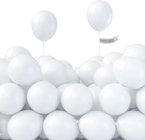 PartyWoo Balloons, 50 pcs 5 Inch Matte White Balloons for Balloon Garland or Arch, Party Decorations, Wedding, Neutral