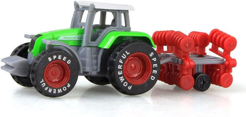 HOMSEEK Set Toy,(Set 4) Kid's Farm Tractor Toys with Trailers,Alloy and ABS Cake Decorating Car Truck Funny Tractor