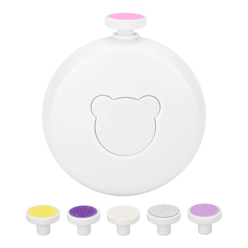Trimmer Set 6 Electric Baby Nail Nail File Kit with Grinding Heads for Infant (White)