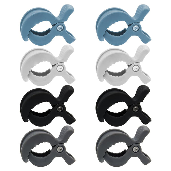 8 Pack Colorful Stroller Clips - Universal Plastic Pegs for Hooking Muslin and Toys, Seat Cover Blanket Clips