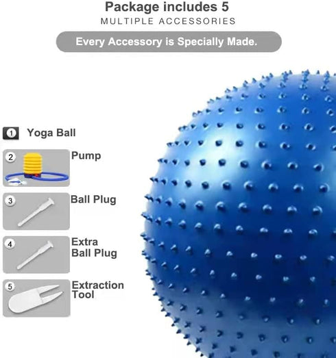 Large Sensory Massage Ball for Kids, 33.5" Bouncy Exercise Ball with Tactile Spikes, Outdoor Pool Yoga Ball