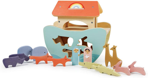 Tender Leaf Toys - Little Noah’s Ark Wooden Animal Shape Sorting Toy for Age 2+, Compact for Little Hands