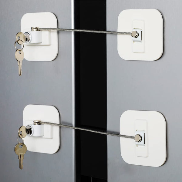 2 Pack Refrigerator Locks with Keys, White Fridge Lock for a Refrigerator