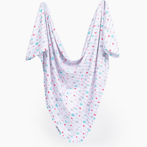Lars & Lola Cotton Swaddle Blanket - Connected Hearts, Soft Baby Blanket, Unisex, 31.5 x 31.5 inches, Multicolor,