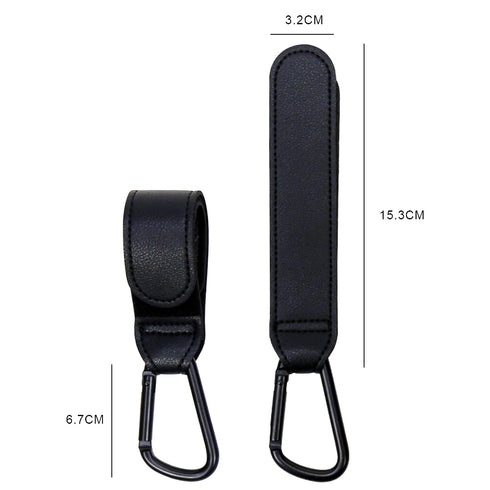 2PCS Stroller Hook Accessories, Multipurpose Stroller Bag Hook, Award Winning Leather Clip
