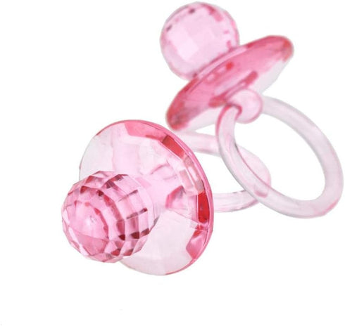 2.5" Jumbo Pink Faceted Acrylic Baby Pacifiers Baby Shower Favors Decoration Table